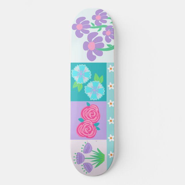 Skateboard Conception de fleurs vibrantes en fleurs (Recto)