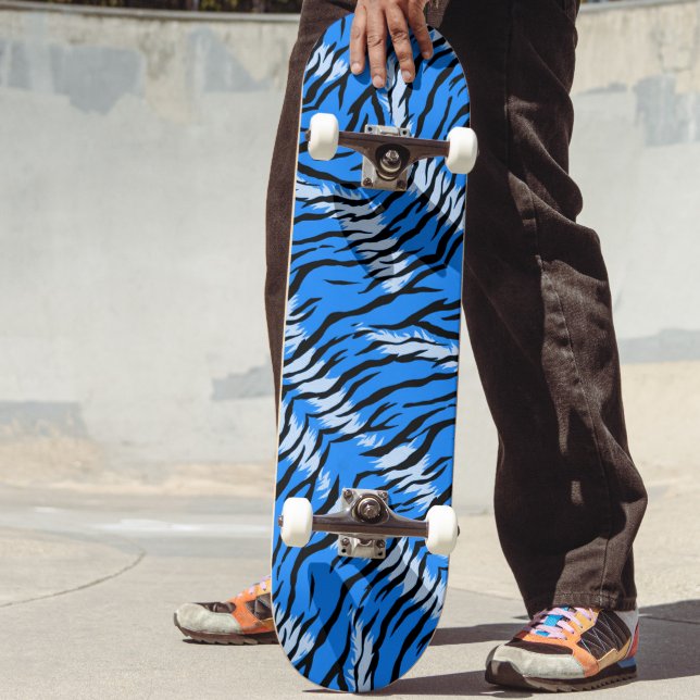 Skateboard Conception de motif de peau d'animal Tigre Bleu  (Créateur téléchargé)