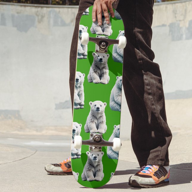 Skateboard Conception de motif d'ours polaire vert  (Créateur téléchargé)