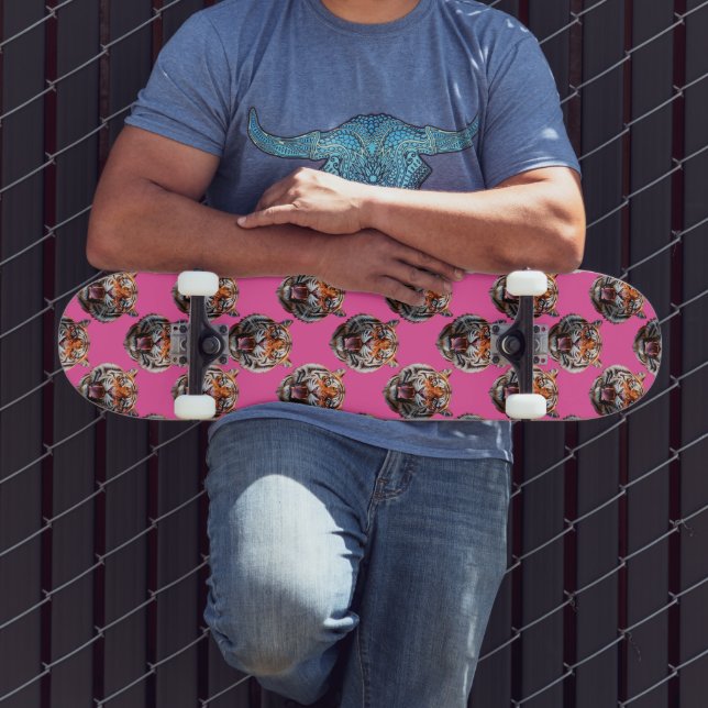 Skateboard Conception de motif tête de tigre rose (Extérieur 3)