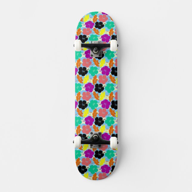 Skateboard Conception de motifs de fleurs colorés (Recto)