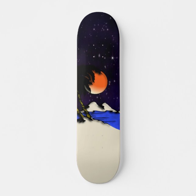 Skateboard Conception de nuit insulaire  (Devant)