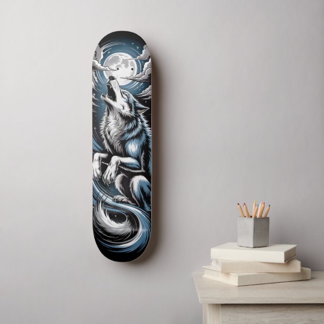 Skateboard Conception de planche à roulettes Bleu Wolf (Art mural)