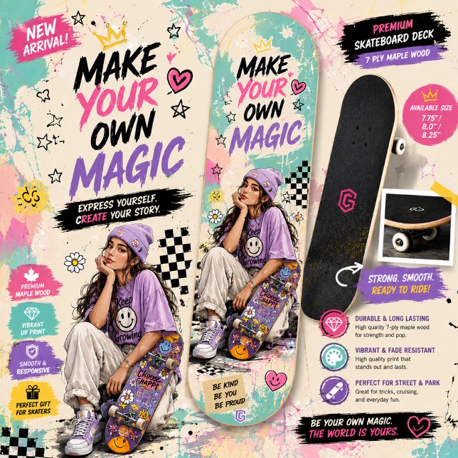 Skateboard Conception de planche à roulettes pour filles colo (Créateur téléchargé)