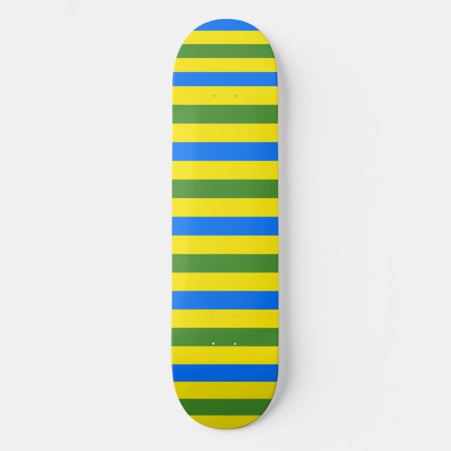 Skateboard Conception de rayures bleues vertes et jaunes (Recto)