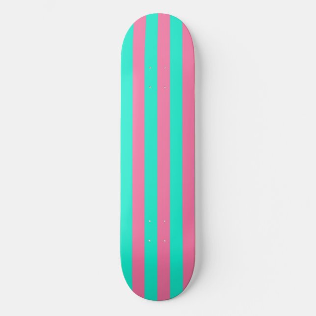 Skateboard Conception de rayures vertes à la menthe rose (Recto)