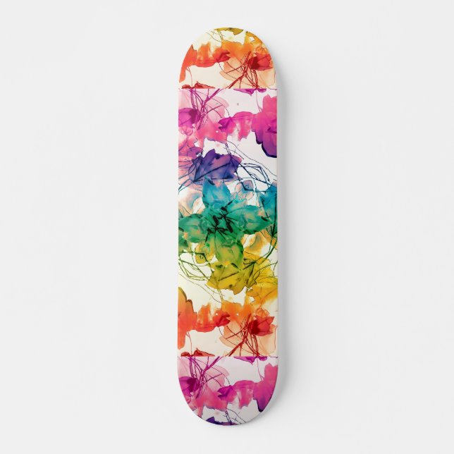 Skateboard Conception décorative de remous floraux (Devant)