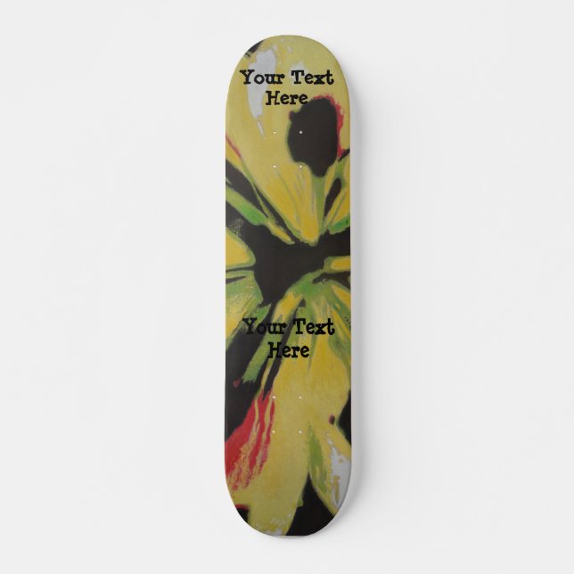 Skateboard conception moderne originale jaune noire d'art (Devant)
