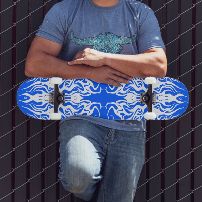 Skateboard Conception Tribale de Cœur Brisé Abstrait Blanc (Extérieur 3)