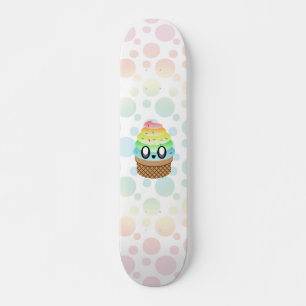 Skateboard Cône de glace Kawaii points arc-en-ciel.