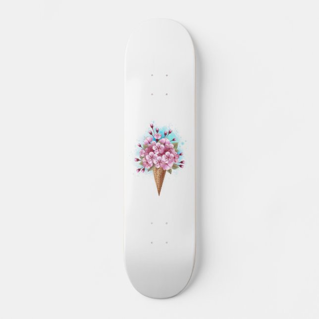 Skateboard Cône rose Sakura crème glacée gaufre (Recto)