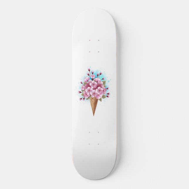 Skateboard Cône rose Sakura crème glacée gaufre (Recto)