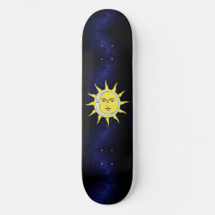 Skateboard Conjonction Lune & Soleil sur Galaxie Bleu Marine