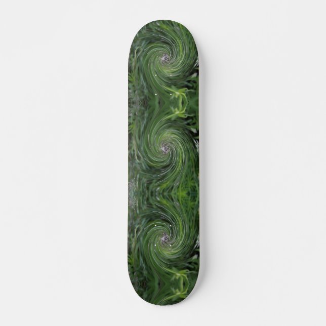 Skateboard Cool Abstrait Retro Chartreuse Green Floral Swirl (Devant)