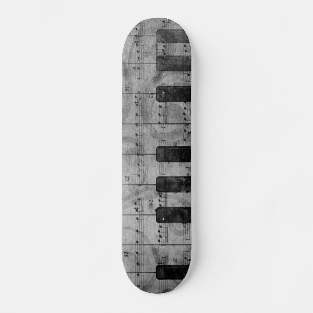 Skateboard Cool antique grunge, effet piano notes musicales (Recto)