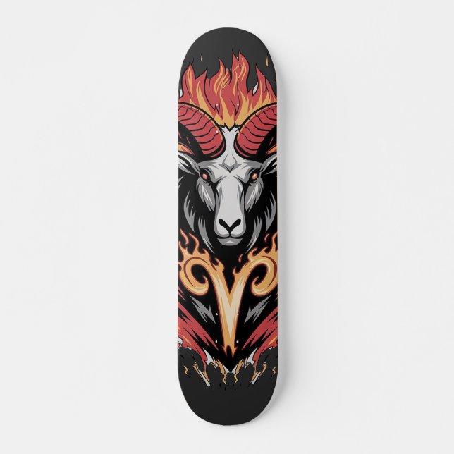 Skateboard Cool Aries en feu Zodiac Astologie design (Devant)
