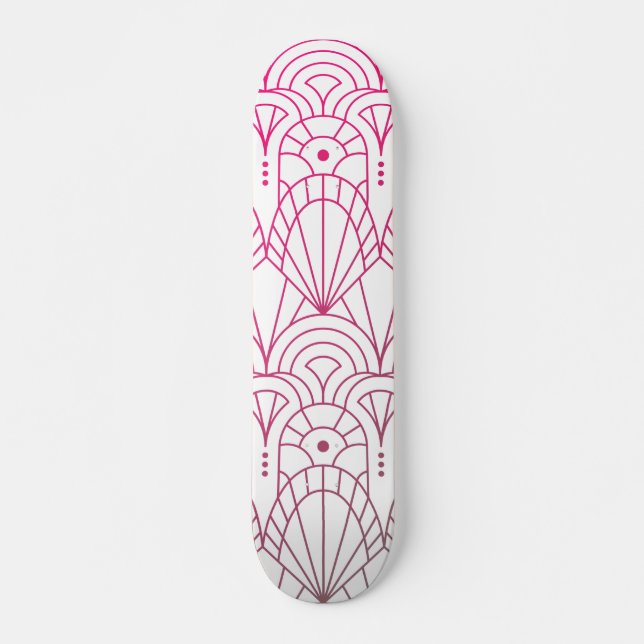 Skateboard Cool Art déco moderne Motif rose blanc (Devant)