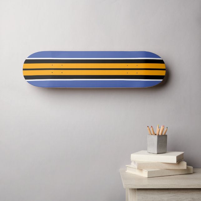 Skateboard Cool Bandes Jaunes Noires Été Bleu Racing (Art mural (Horz))