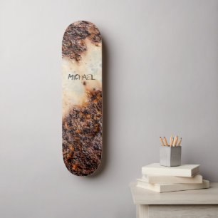 Skateboard Cool brun rouille texture métallique Votre nom
