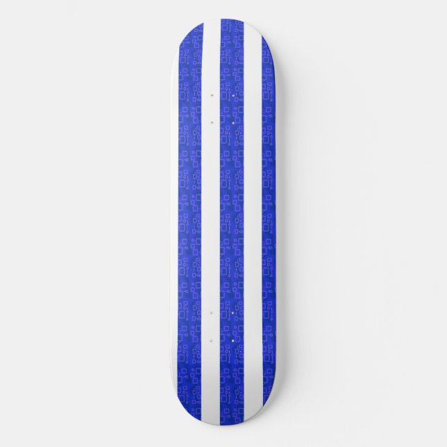 Skateboard Cool Chic Bleu Géométrique Stripes Planche (Recto)