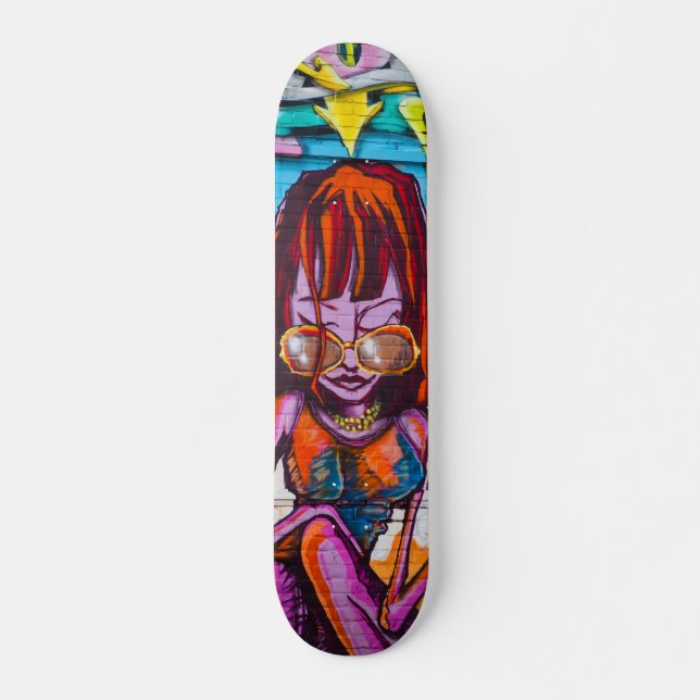 Skateboard Cool coloré moderne Lady Street Art (Devant)