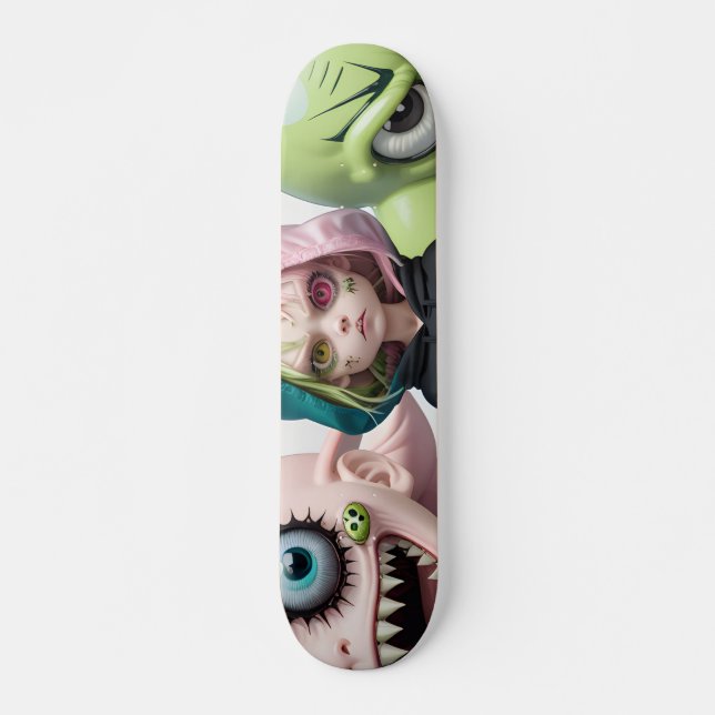 Skateboard Cool effrayant alien monster chat filles skateboar (Devant)