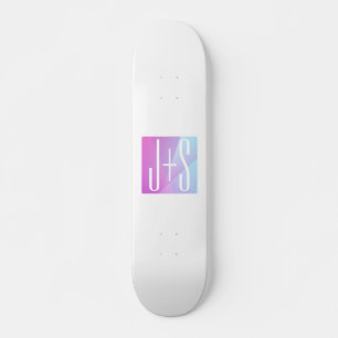 Skateboard Cool Géométrique rose et pourpre Initiales de co