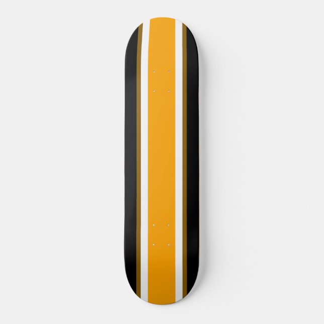 Skateboard Cool Gras Noir brillant Jaune Blanc Rayures de cou (Recto)