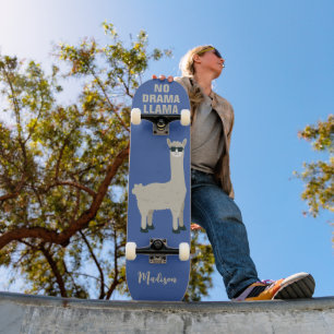 Skateboard Cool Llama nom et couleur personnalisés