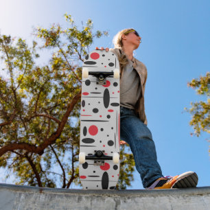 Skateboard Cool Moderne Abstrait Géométrique Rouge Noir Enfan