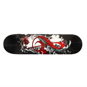Skateboard Cool Musique notes tourbillons pointillés fleurs é
