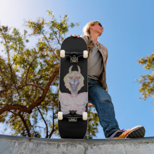 Skateboard cool on-off picture of demonic monster