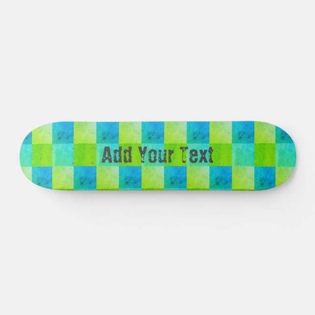 Skateboard Cool rustique bleu et vert personnalisé (Horz)