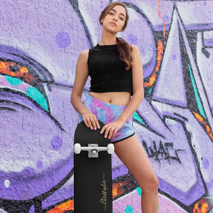 Skateboard Cool Solid Plain Noir Noir Monogrammé Signé