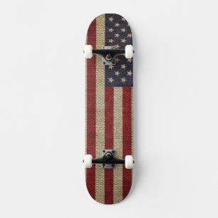 Skateboard Cool tendance Amérique drapeau burlap texture