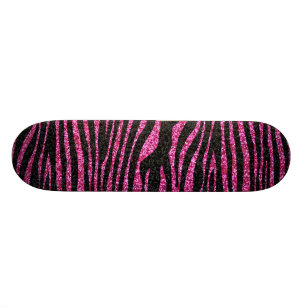Skateboard Copie rose et noire de zèbre bling (parties