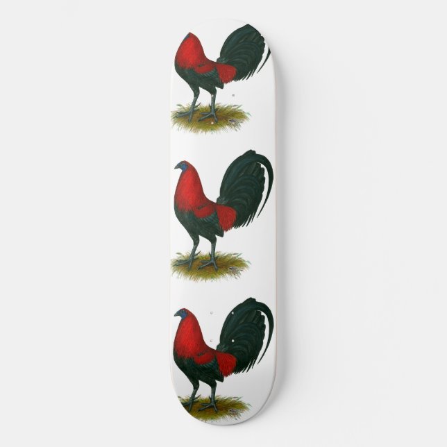 Skateboard Coq de combat américain :  Brun Rouge (Recto)