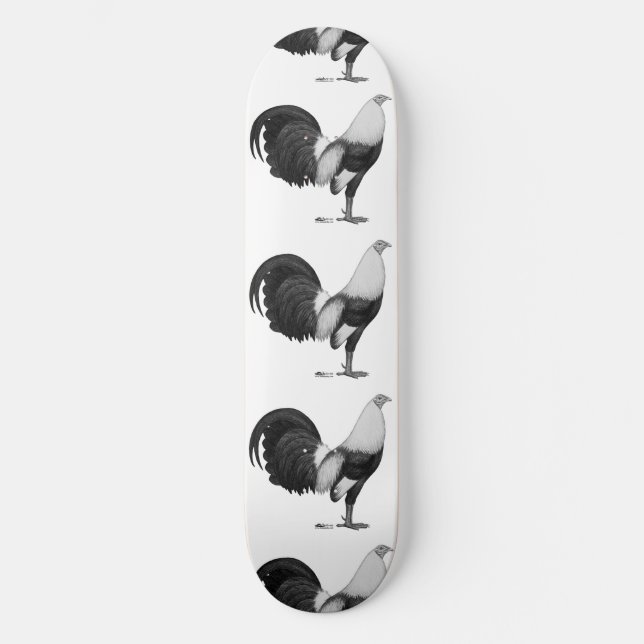 Skateboard Coq de combat gris à ailes de canard (Recto)