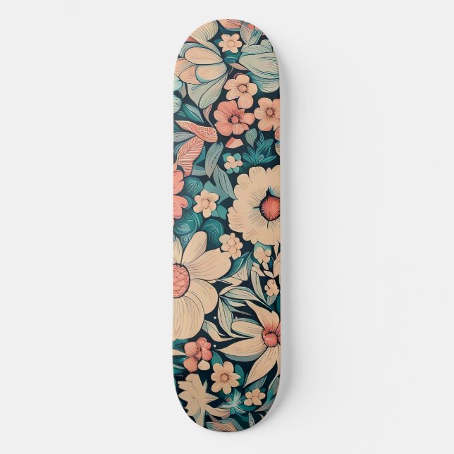 Skateboard Coque Coussin de fleurs de Bohême (Recto)