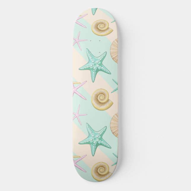 Skateboard Coquillages Retro Pastel Sea Life (Recto)