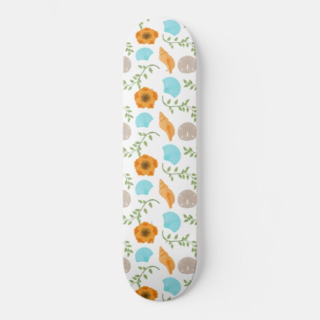 Skateboard Coquilles Marines Fleur Orange (Recto)