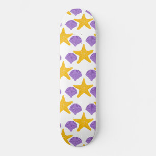 Skateboard Coquilles Pourpres Étoiles de Mer Jaunes Vie Marin
