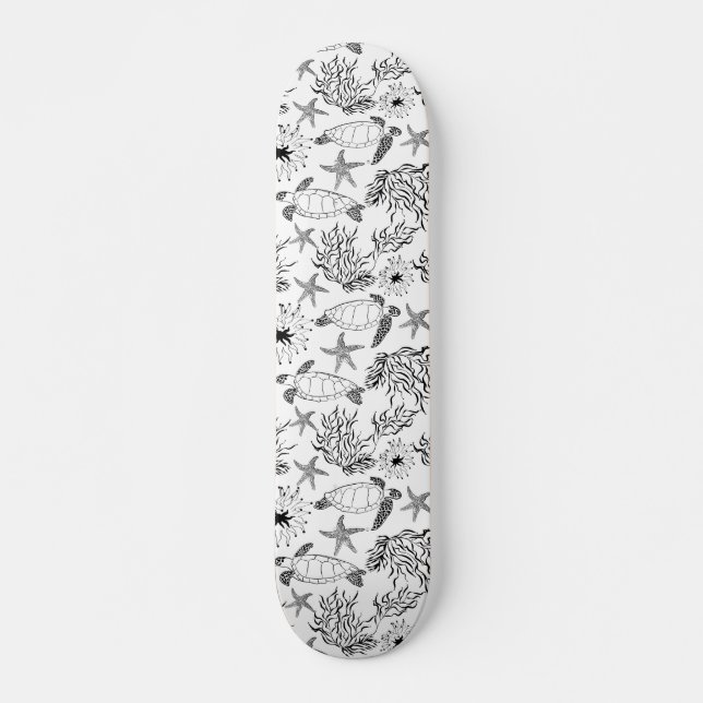 Skateboard Corail plante, tortue marine (Devant)