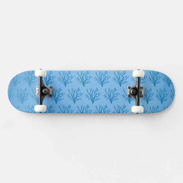 Skateboard Coraux bleu motif sur arrière - plan bleu (Horz)
