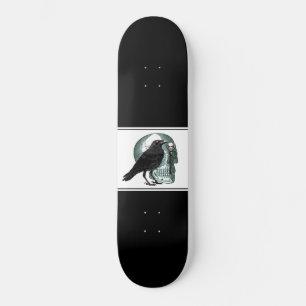 Skateboard Corbeau crâne squelette clé noir