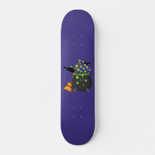 Skateboard Corbeau de sorcière regardant dans une cauldron bo