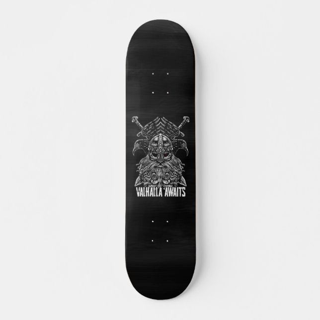 Skateboard Corbeaux d'Odin Mythologie Viking Valhalla attend (Devant)