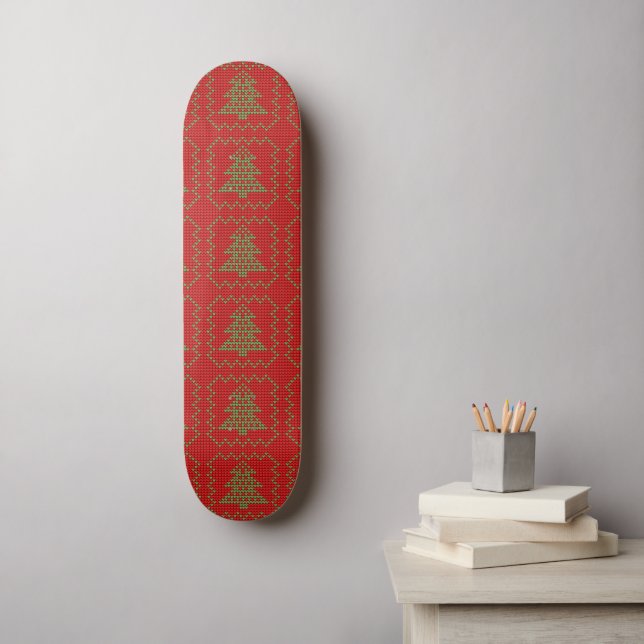 Skateboard Cosy sapin de Noël affreux pull à damiers motif (Art mural)