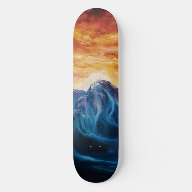 Skateboard Coucher de soleil Abstrait (Recto)