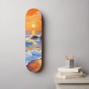 Skateboard Coucher de soleil de Orange Beach peint sur le lit